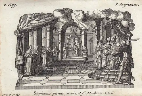 Gebrüder Klauber Heiliger Stephan I. Bischof in Rom  Kupferstich 1750