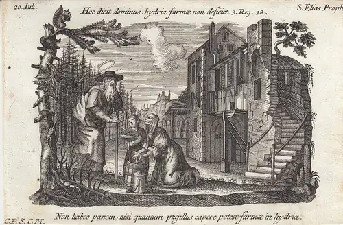 Gebrüder Klauber Heiliger Elias Biblischer Prophet  Kupferstich 1750