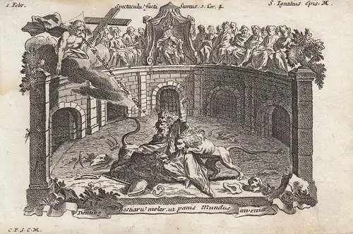 Gebrüder Klauber Sankt Ignatius von Antiochien Märtyrer Kupferstich 1750