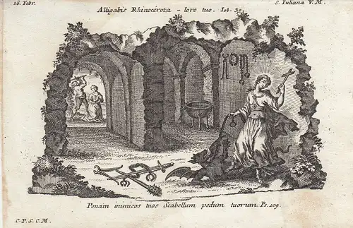Gebrüder Klauber Heilige Juliana Nikomedia Märtyrin Kupferstich 1750