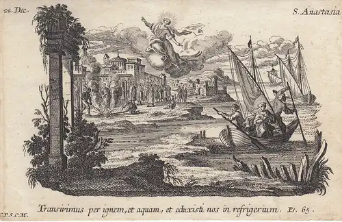 Gebrüder Klauber Hl. Anastasia von Sirmium Märtyrin Kupferstich 1750