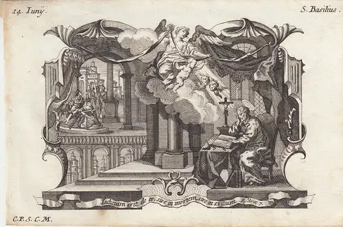 Gebrüder Klauber Basilius der Große Bischof Kirchenlehrer Asket Kupferstich 1750