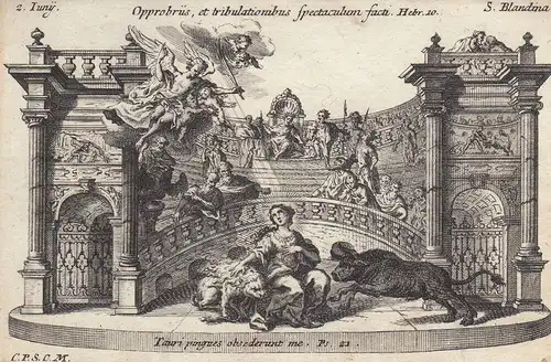 Gebrüder Klauber Heilige Blandina frühchristliche Märtyrerin Kupferstich 1750