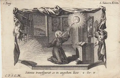 Gebrüder Klauber Sankt Simeon von Trier Eremit Heiliger Kupferstich 1750