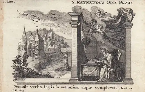 Gebrüder Klauber Sankt Raimund von Penyafort Kononiker  Kupferstich 1750