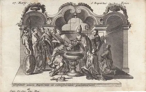Gebrüder Klauber Heiliger Rupertus von Salzburg Bischof Kupferstich 1750