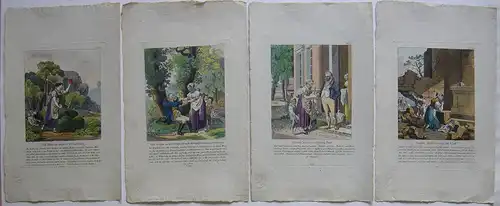 4 Illustrationen zum Vater unser kolorierte Radierungen 1820