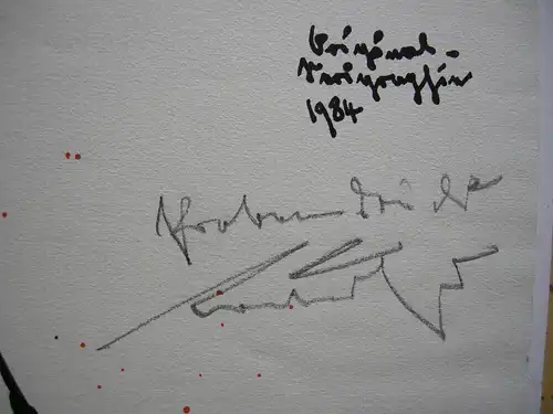 Hans Prähofer (1920-2005) Blumen rot blau Serigrafie 1984 signiert Probedruck