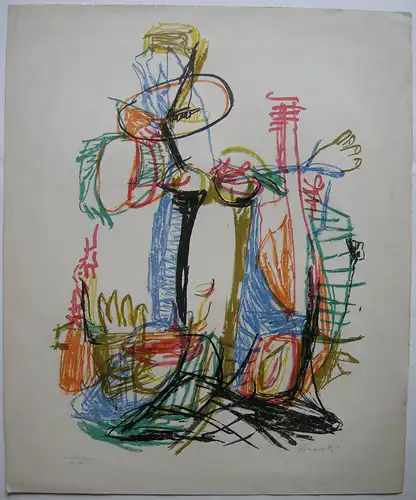 Eleonora Rozanek (1896-1987) Abstrakte Komposition Farblithografie sginiert 1964