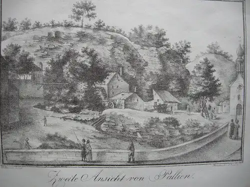 Trier Zweite Ansicht Pallien Lithografie J. Susenbeth nach Hawich 1823 Rheinland