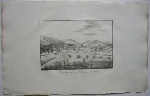 Trier Eingang Olewiger Tal Lithografie J. Susenbeth nach Hawich 1823 Rheinland