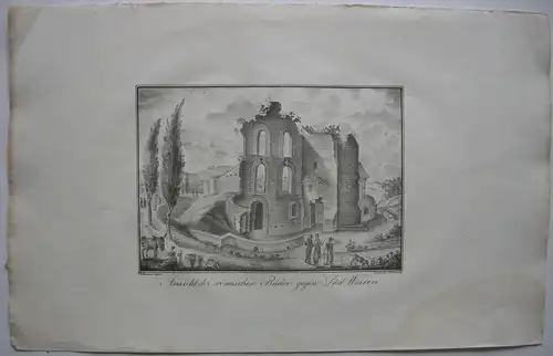 Trier Ruinen römische Bäder Lithografie J. Susenbeth nach Hawich 1823 Rheinland