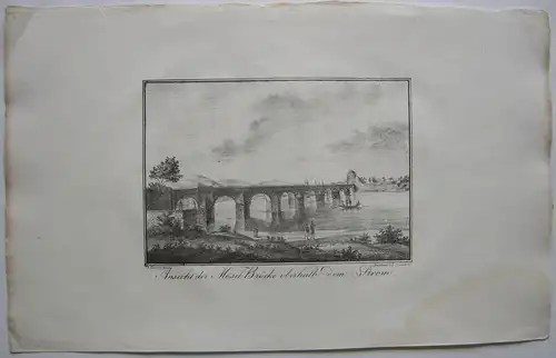 Trier Ansicht Moselbrücke  Lithografie J. Susenbeth nach Hawich 1823 Rheinland