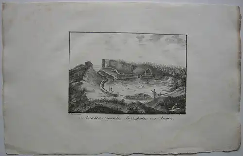 Trier Röm Amphitheater Lithografie J Susenbeth nach Hawich 1823 Rheinland