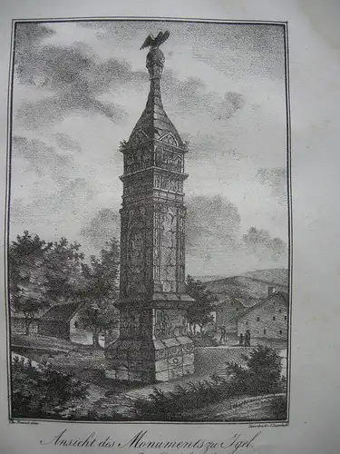 Trier Monument zu Igel Lithografie J. Susenbeth nach Hawich 1823 Rheinland Pfalz