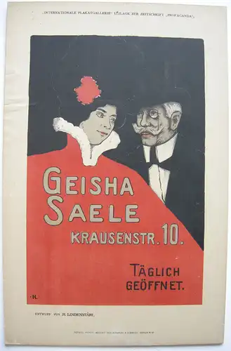 H. Lindenstädt Geisha Saele Beilage Zeitschrift Propaganda 1910 Plakat Lithogr