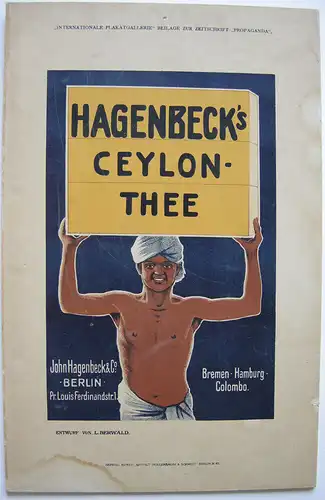 L. Berwald Ceylon-Thee Hagenb Beilage Zeitschrift Propaganda 1910 Plakat Lithogr