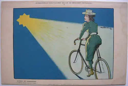 M. Schlichting Fahrradwerbung Beilage Zeitschrift Propaganda 1910 Plakat Lithogr