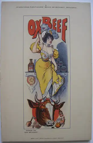 Leon Belloguet Ox Beef Beilage Zeitschrift Propaganda 1910 Plakat Lithografie