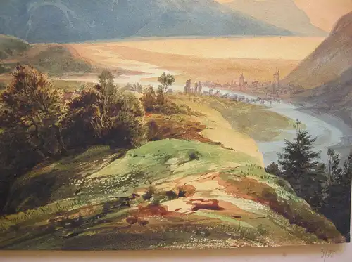 Blick auf Berchtesgaden Alpenpanorama Aquarell signiert A. Dorgerloh 1885
