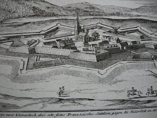 Rocroi Gesamtansicht Befestigungsanlagen Kupferstich Bodenehr 1720 France