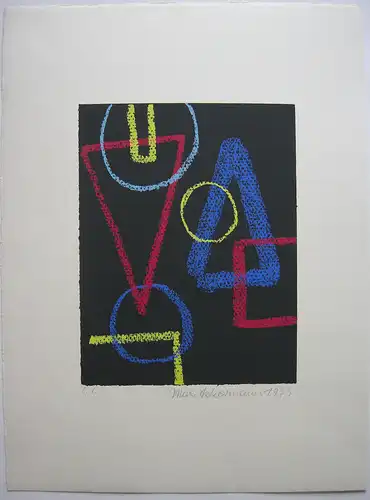 Max Ackermann (1887-1975) Geometrisches Spiel Serigrafie signiert 1973 Probedr