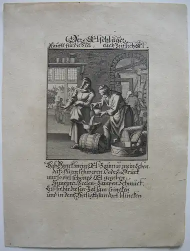 Der Ölschläger Kupferstich Christoph Weigel 1700 Ölmühle Abraham à St. Clara