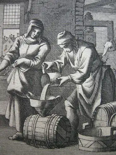 Der Ölschläger Kupferstich Christoph Weigel 1700 Ölmühle Abraham à St. Clara