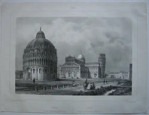 Pisa Toskana Dom Baptisterium Italia Lithografie Deroy 1860 Lemercier