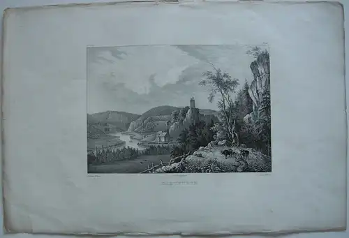 Dietfurt Sigmaringen Donautal Orig Lithografie Ring nach Adam 1829
