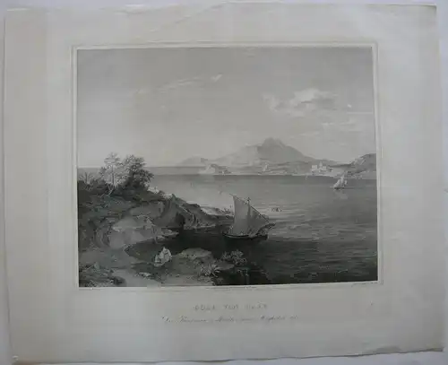 Golf von Baje Baiae Baia Neapel Lithografie Lebschee nach Rottmann 1832 Italia