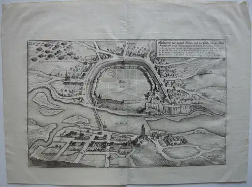 Kolin Böhmen Tschechien Grundriss-Plan Kupferstich Merian 1650 Cesky