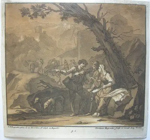 Christian Rugendas (1706-1781) Seht dort Span Erbfolgekrieg Orig Mezzotinto 1725