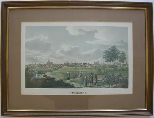 Augsburg Gesamtansicht Orig Lithografie Gustav Kraus 1828