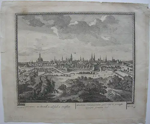 Augsburg Gesamtansicht Orig Kupferstich Peter Schenk 1702  Augusta Vindelicorum