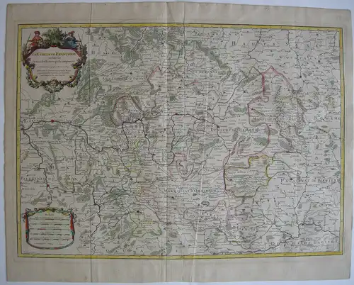 Cercle de Franconie Franken Bayern altkolor Orig Kupferstichkarte Jaillot 1703