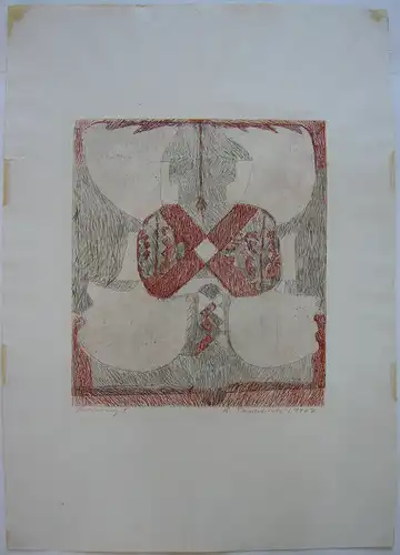 Rüdiger Tomschick (1942) Komposition Radierung Probeabzug I signiert 1967