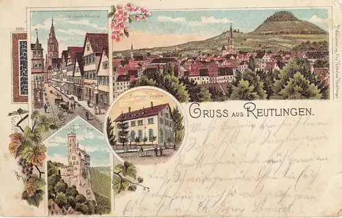 AK Reutlingen Baden Württemberg Obere Wilhelmstr. Ebenezer Kapelle gel. 1906