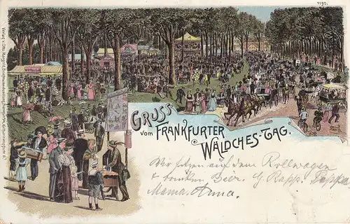 Ak Frankfurt am Main Frankfurter Wäldches-Tag Litho Hessen gel 1909