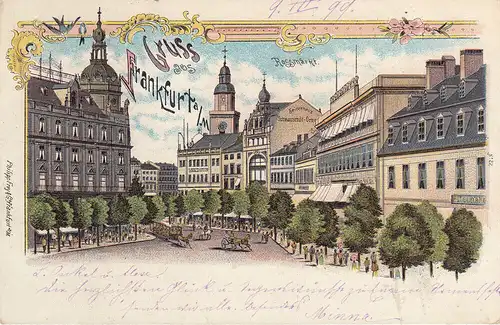 Ak Frankfurt Rossmarkt Hessen Lithografie gelaufen 1899