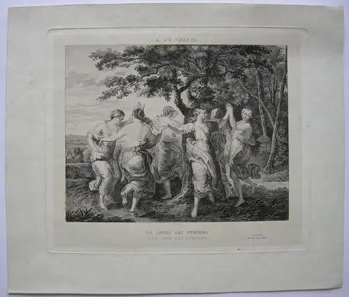 Tanz der Nymphen Orig Kupferstich Gaucher nach Gaspar Crayer 1830