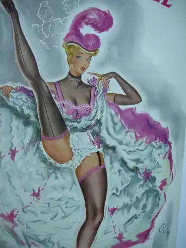 Plakat Moulin Rouge Paris Can Can Tänzerin Offset 1957 Entwurf O. Kley Varieté