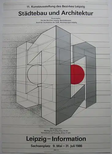 Frank Neubauer (1941) Plakat Städtebau Architektur Ausstellung Leipzig 1986