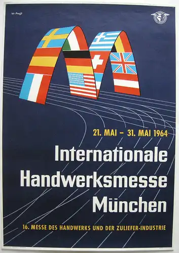Plakat Internationale Handwerksmesse München 1964 Entwurf W. Preiß