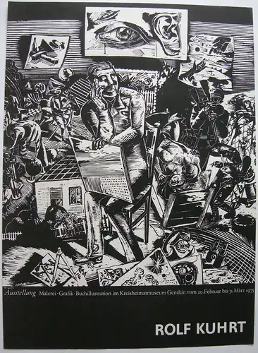 Plakat Ausstellung Rolf Kuhrt (1936) Malerei Grafik Genthin 1975 DDR