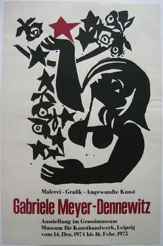 Plakat Ausstellung G. Meyer-Dennewitz Malerei Grafik Holzschnitt Leipzig 1975