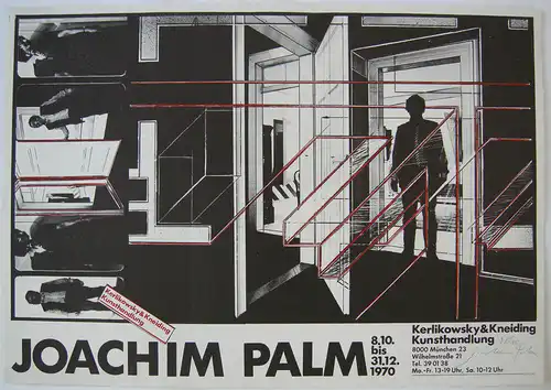 Plakat Ausstellung Joachim Palm Offset 1970 signiert Kerlikowsky & Kneidling