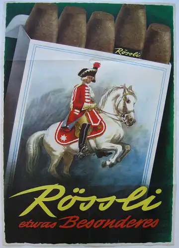 Plakat Reklame Rössli Zigarren Werbeplakat Tabak Offset ca. 1960