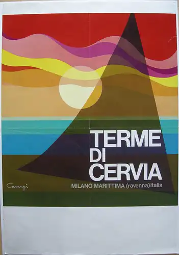 Terme di Cervia Ravenna Italia Orig. Tourismusplakat ca 1967 Campi