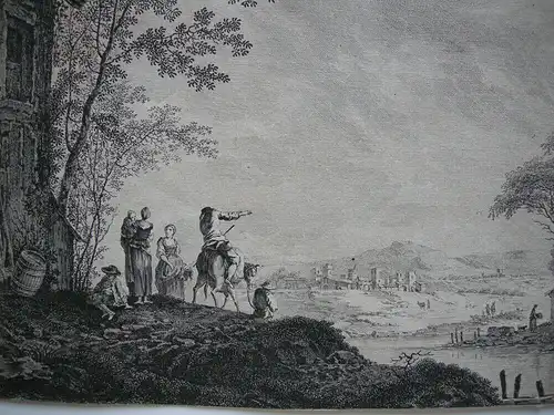 Ferdinand Landerer (1730/46-1796) Italienische Landschaft Orig Kupferstich 1780